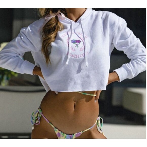 Whipped Cream Women’s Light Weight Cropped Hooded Sweatshirt w/Embroidery Sz S - Picture 5 of 11